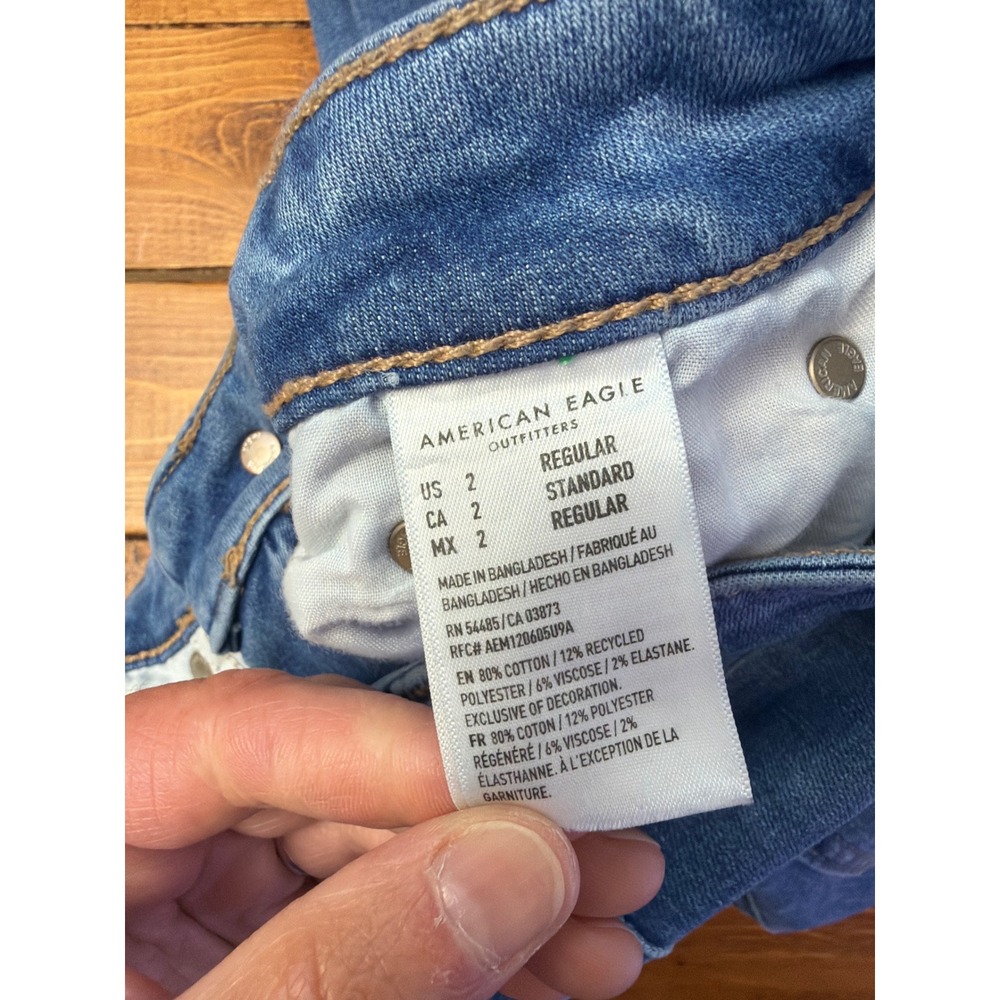 American Eagle Super Hi-Rise Flare Jeans Women 2 (26x30) Blue Next Level Stretch - Picture 5 of 9